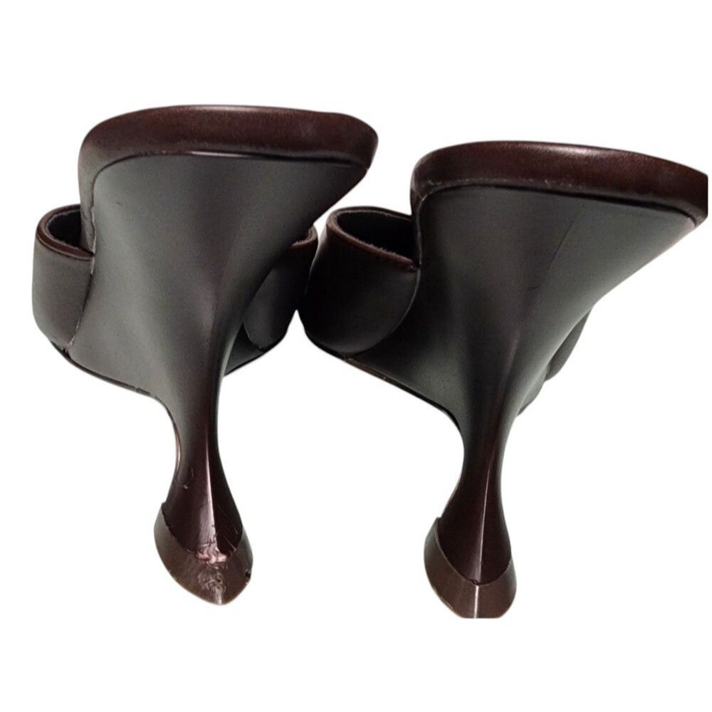 Pretty Little Thing Chocolate Pu Point Toe Wedge Heel Mules Size 8 View 5